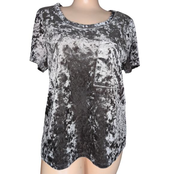 Crushed Velvet Short Sleeve Top Women Small Brown Taupe Y2K Grunge Whimsigoth - Picture 1 of 6